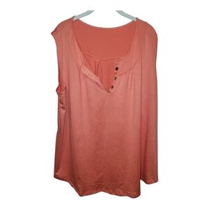 Women's Coral Sleeveless Top Size 6X Runs Small. Comparable to 3X to 4X (J0008)